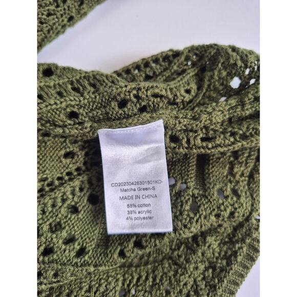 Cider Crochet Dress Green Open Knit Lined Sleeveless Sz S Boho Festival Summer - Picture 8 of 8